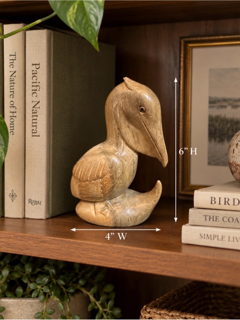 VTG Primitive MCM Folk Art + Organic Coastal Hand Carved Wood Pelican